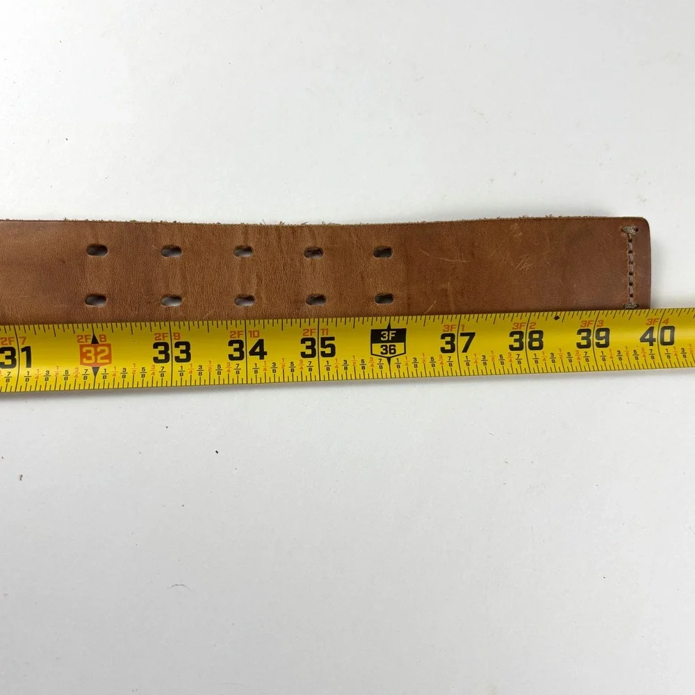 Gap Leather Belt Mens 34 Brown Double Prong 1969‎ Made in USA Rugged Americana